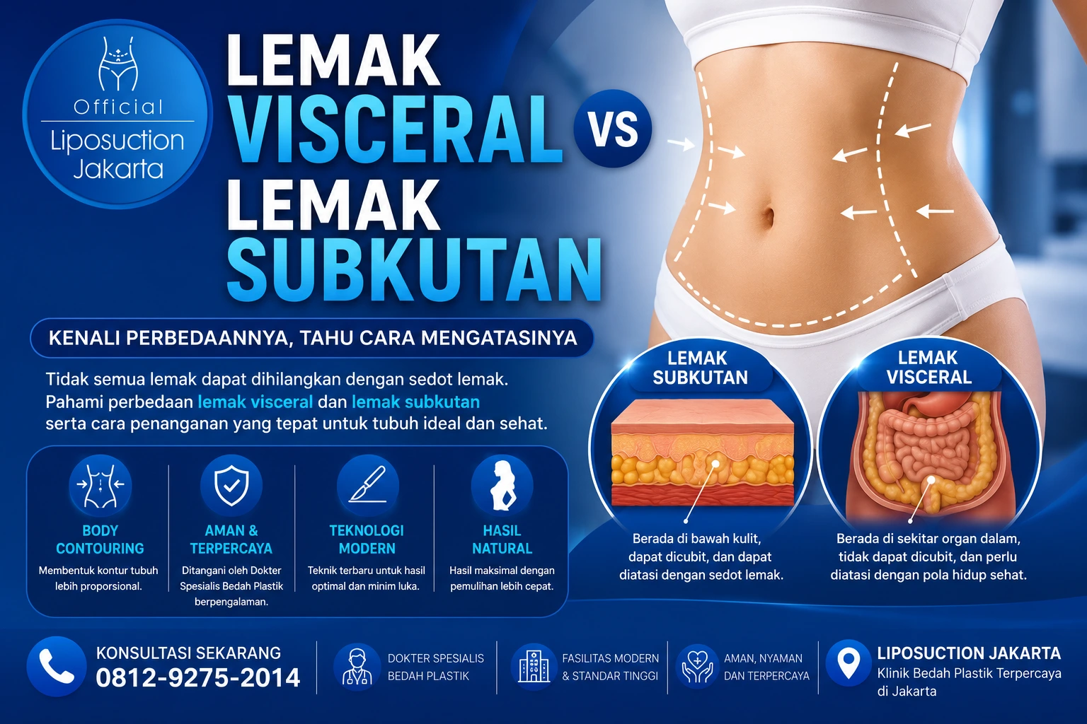 Perbedaan lemak visceral dan lemak subkutan dijelaskan oleh Dokter Spesialis Bedah Plastik di Liposuction Jakarta