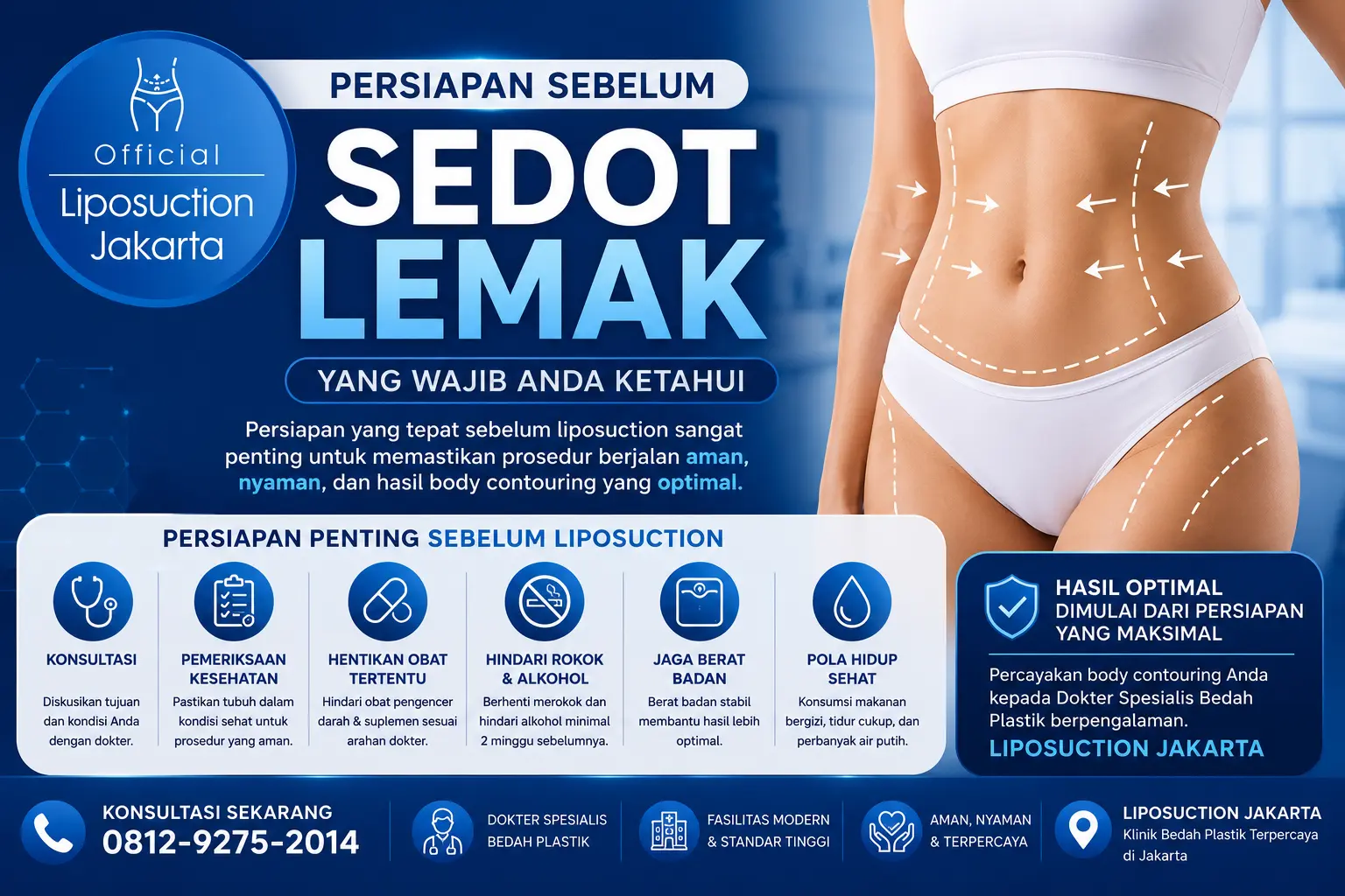 Dokter Spesialis Bedah Plastik memberikan edukasi mengenai persiapan sebelum menjalani prosedur liposuction di Liposuction Jakarta