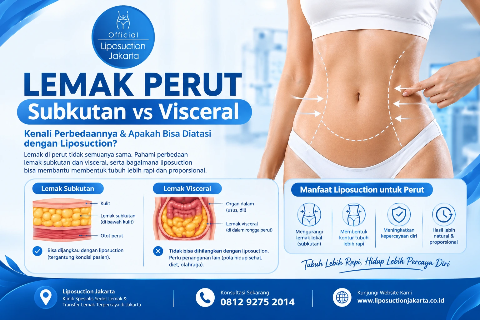 Lemak perut subkutan dan visceral serta liposuction untuk membentuk tubuh lebih proporsional
